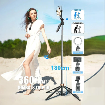 AI Face Auto Tracking Gimbal Selfie Stick Tripod Bluetooth Remote Shooting Phone Holder for Phone Android Outdoor Live Streaming
